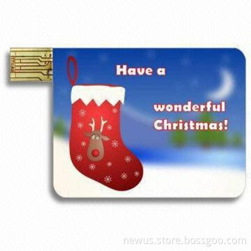 Christmas Card USB Flash Drive with Plug-and-play Function and Up to 4GB Capacity/for Christmas Gift